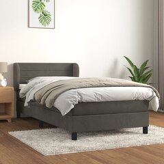 vidaXL Кровать с пружинами и матрасом, серый, 80х200см, бархат цена и информация | Кровати | kaup24.ee