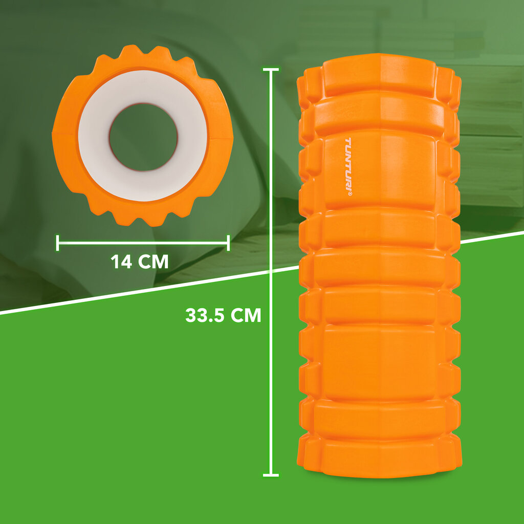 Massaažirull TUNTURI Yoga Foam Grid Roller 33cm, oranž цена и информация | Massaažikaubad | kaup24.ee