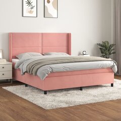 vidaXL kontinentaalvoodi madratsiga, roosa, 160x200 cm, samet цена и информация | Кровати | kaup24.ee