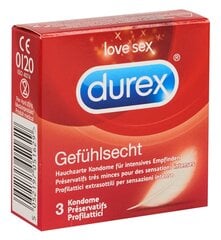 Durex презервативы Sensitive, 3 шт. цена и информация | Презервативы | kaup24.ee