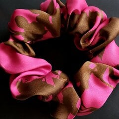 Лента для волос с шелком, розовое с коричневыми цветами цена и информация | Аксессуары для волос | kaup24.ee