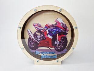 Puidust ümmargune värviline hoiupõrsas kingituseks sportmootorrattaga mehele hind ja info | Originaalsed rahakassad | kaup24.ee