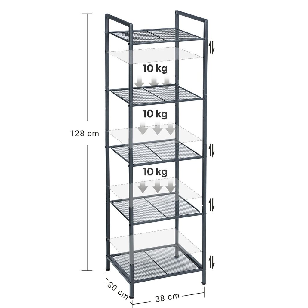 Metallist riiul 5 tasemega BSC35BK цена и информация | Riiulid | kaup24.ee