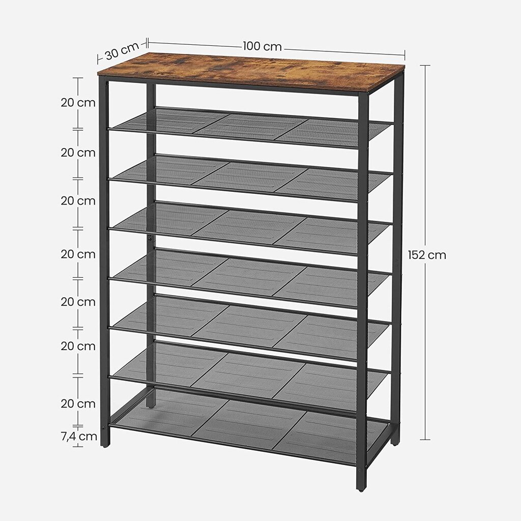 Kingariiul 100 x 30 x 152 cm., pruun/must hind ja info | Jalatsikapid, jalatsiriiulid | kaup24.ee