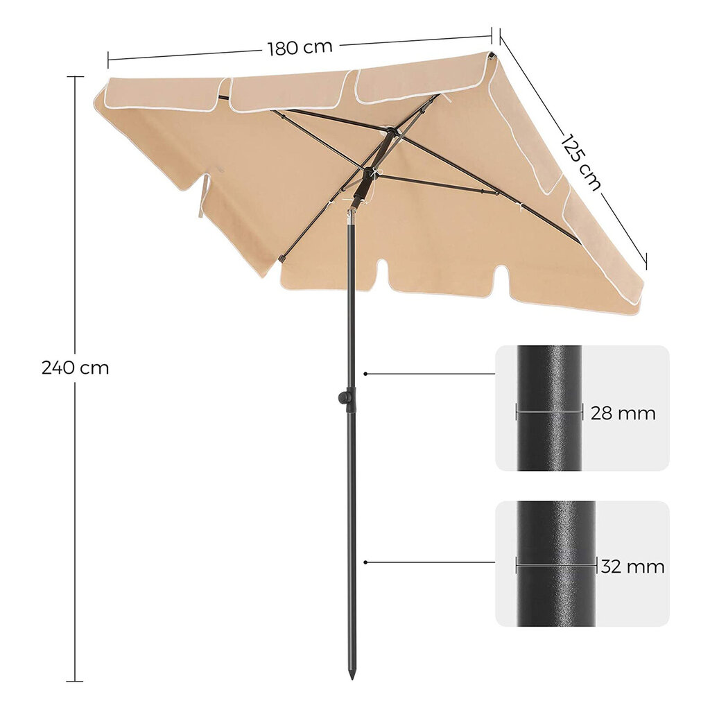 Rõdu vihmavari 1,8 x 1,25 m hind ja info | Päikesevarjud, markiisid ja alused | kaup24.ee
