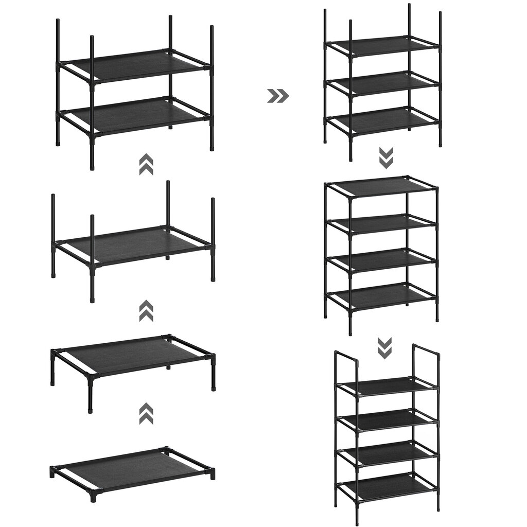 Kingariiulite komplekt 45 x 28 x 80 cm, 2 osa, must цена и информация | Jalatsikapid, jalatsiriiulid | kaup24.ee