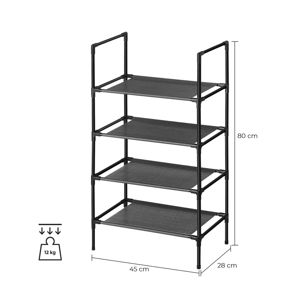 Kingariiul 45 x 28 x 80 cm., must hind ja info | Jalatsikapid, jalatsiriiulid | kaup24.ee