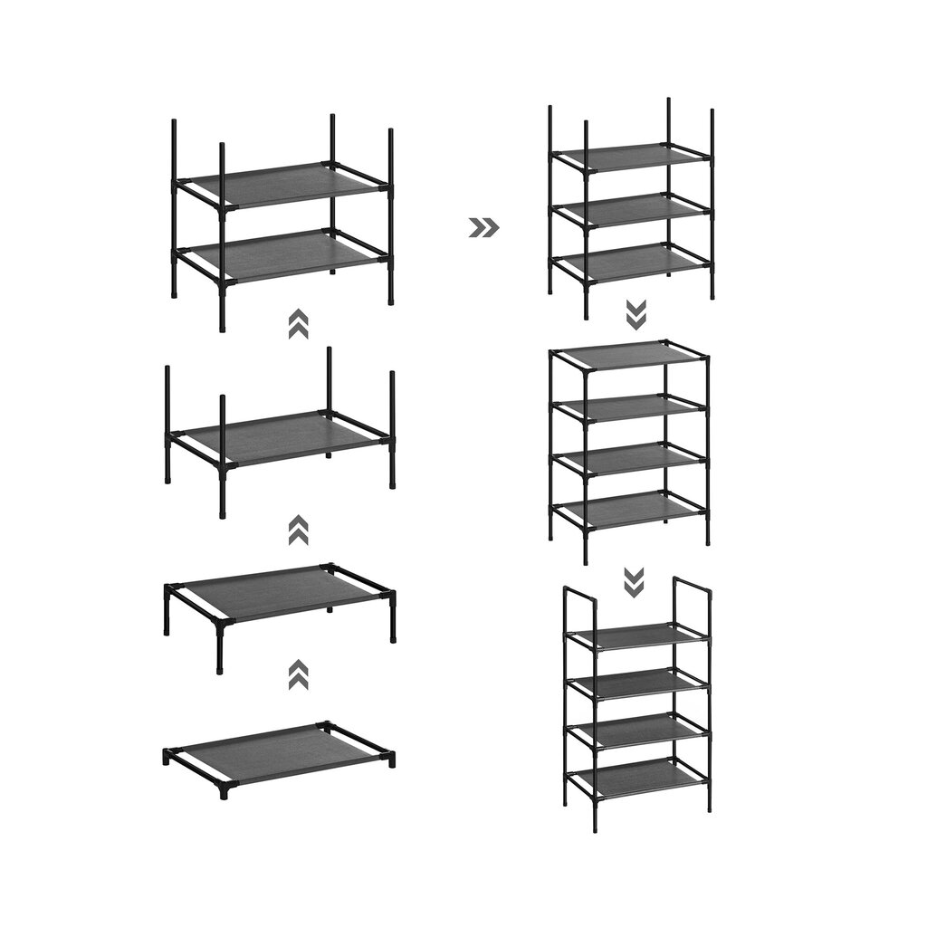 Kingariiul 45 x 28 x 80 cm., must цена и информация | Jalatsikapid, jalatsiriiulid | kaup24.ee