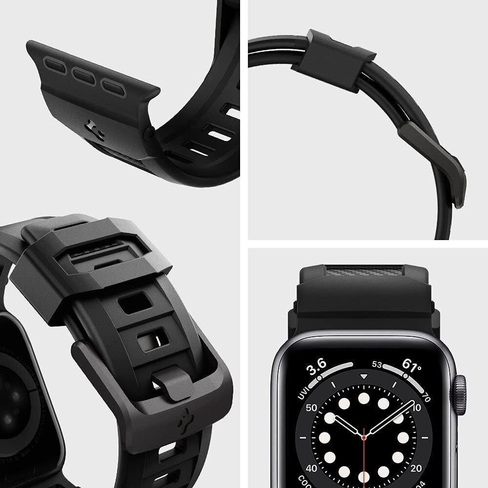 Spigen Rugged Band, Apple Watch 2/3/4/5/6 / SE (38 / 40 mm) matte black hind ja info | Nutikellade ja nutivõrude tarvikud | kaup24.ee