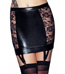 Seelik Lorena Wetlook and Lace Garter, must, M hind ja info | Naiste sekspesu | kaup24.ee