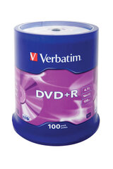 DVD Verbatim DVD+ R 4,7 ГБ, 100 шт. цена и информация | Виниловые пластинки, CD, DVD | kaup24.ee