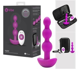 Kolmiku päraku kaelakee Fuchsia B-Vibe 92740 цена и информация | Анальные игрушки | kaup24.ee