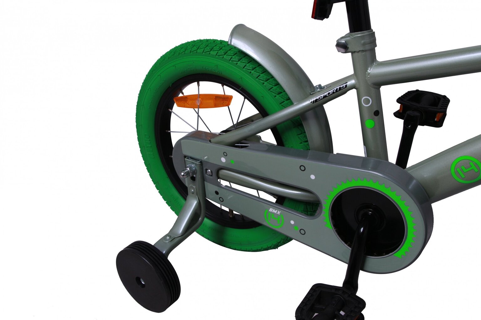 Jalgratas poisile Amigo Sports 14'' 22 cm, roheline hind ja info | Jalgrattad | kaup24.ee