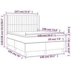 vidaXL kontinentaalvoodi madratsiga, roosa, 140x190 cm, samet hind ja info | Voodid | kaup24.ee