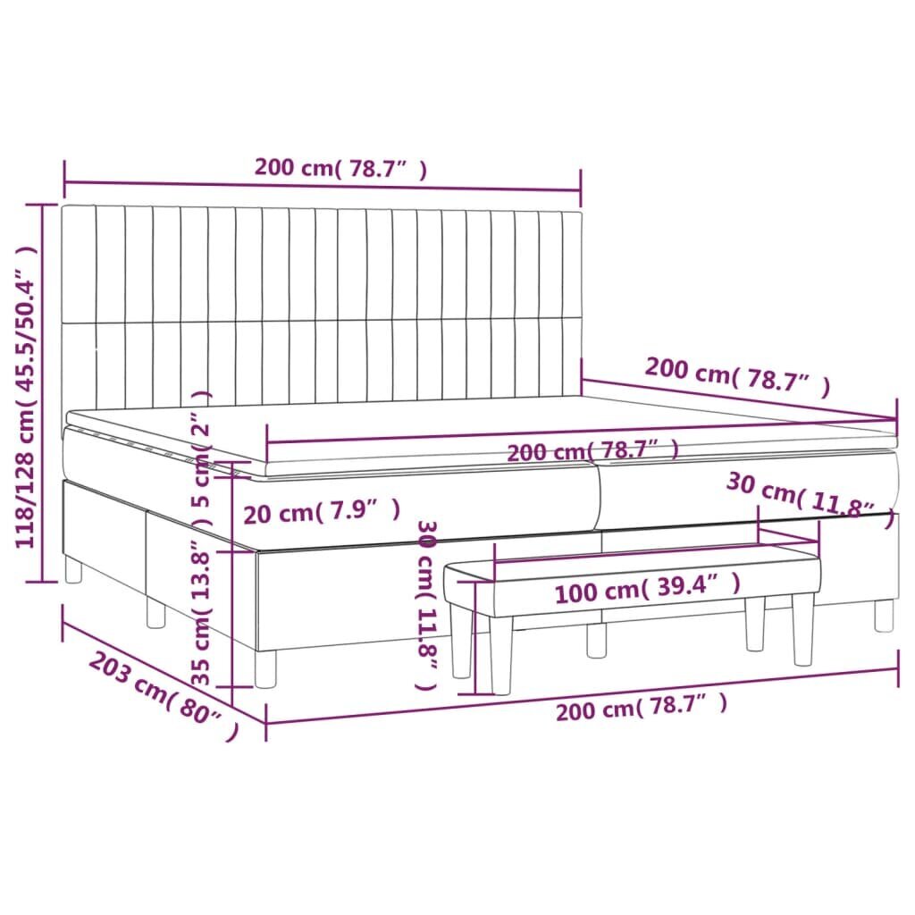 vidaXL kontinentaalvoodi madratsiga, sinine, 200x200 cm, kangas hind ja info | Voodid | kaup24.ee