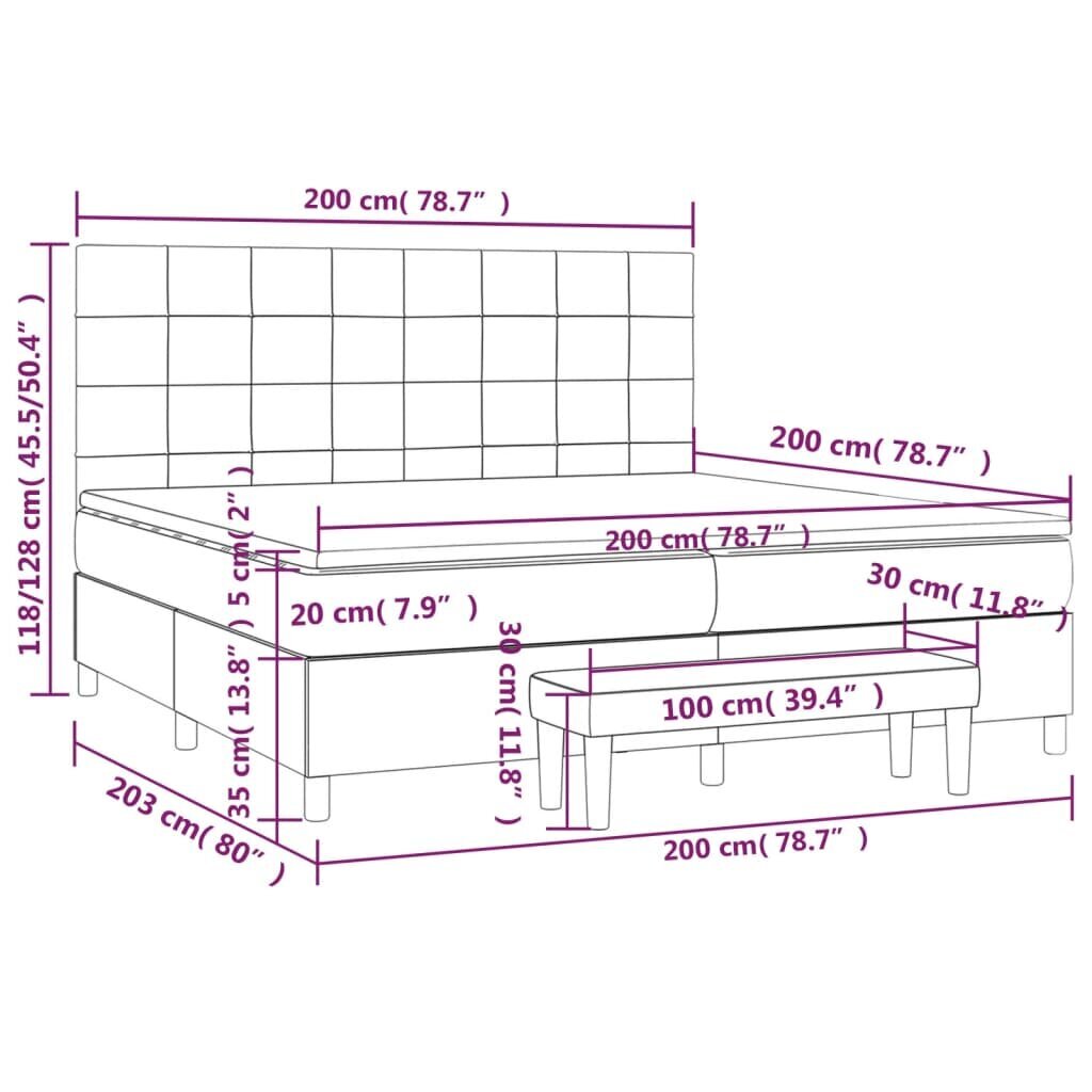 vidaXL kontinentaalvoodi madratsiga, sinine, 200x200 cm, kangas hind ja info | Voodid | kaup24.ee