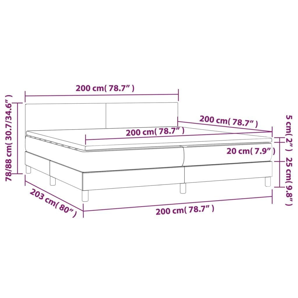 vidaXL kontinentaalvoodi madratsiga, must, 200x200 cm, kangas цена и информация | Voodid | kaup24.ee