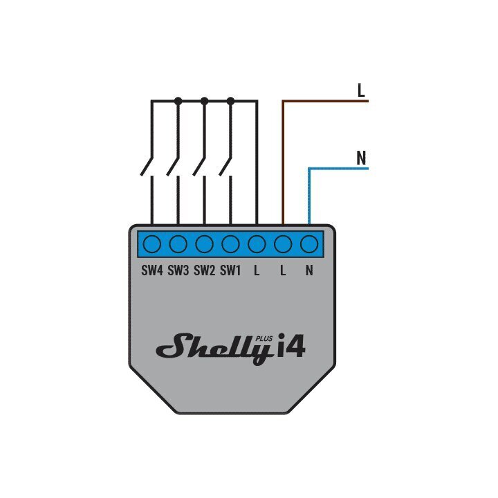 Kontroller Shelly i4 WiFi цена и информация | Valvesüsteemid, kontrollerid | kaup24.ee