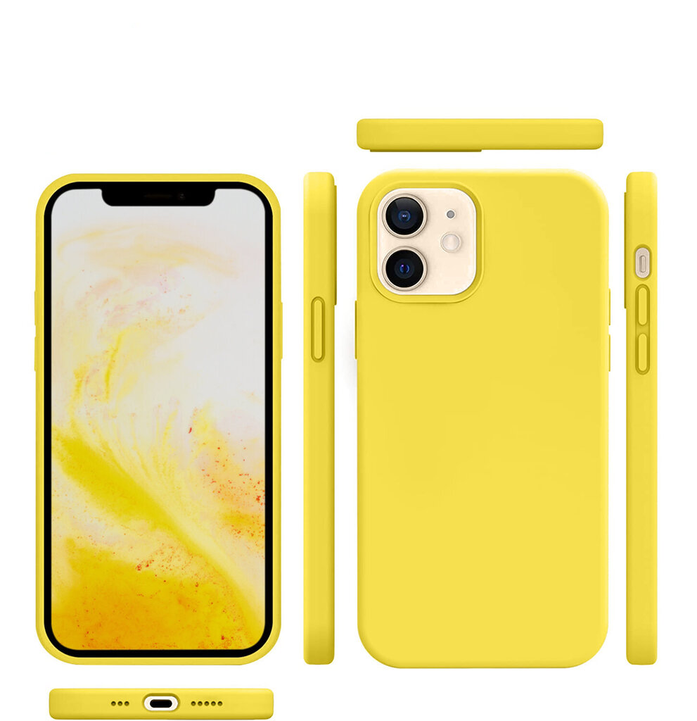 Silikoonist ümbris Apple iPhone 12 (real liquide silicone - Easy Clean), kollane Blazing Yellow цена и информация | Telefoni kaaned, ümbrised | kaup24.ee