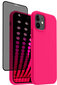 Protection set -silikoonist ümbris Apple iPhone 12 (real liquide Easy clean) roosa Bright Pink + ekraani kaitseklaas Privacy hind ja info | Telefoni kaaned, ümbrised | kaup24.ee