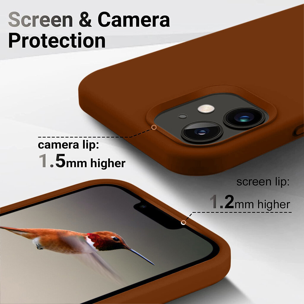 Protection set -silikoonist ümbris Apple iPhone 12 (real liquide Easy clean) pruun - Rockwood Brown + ekraani kaitseklaas Privacy цена и информация | Telefoni kaaned, ümbrised | kaup24.ee