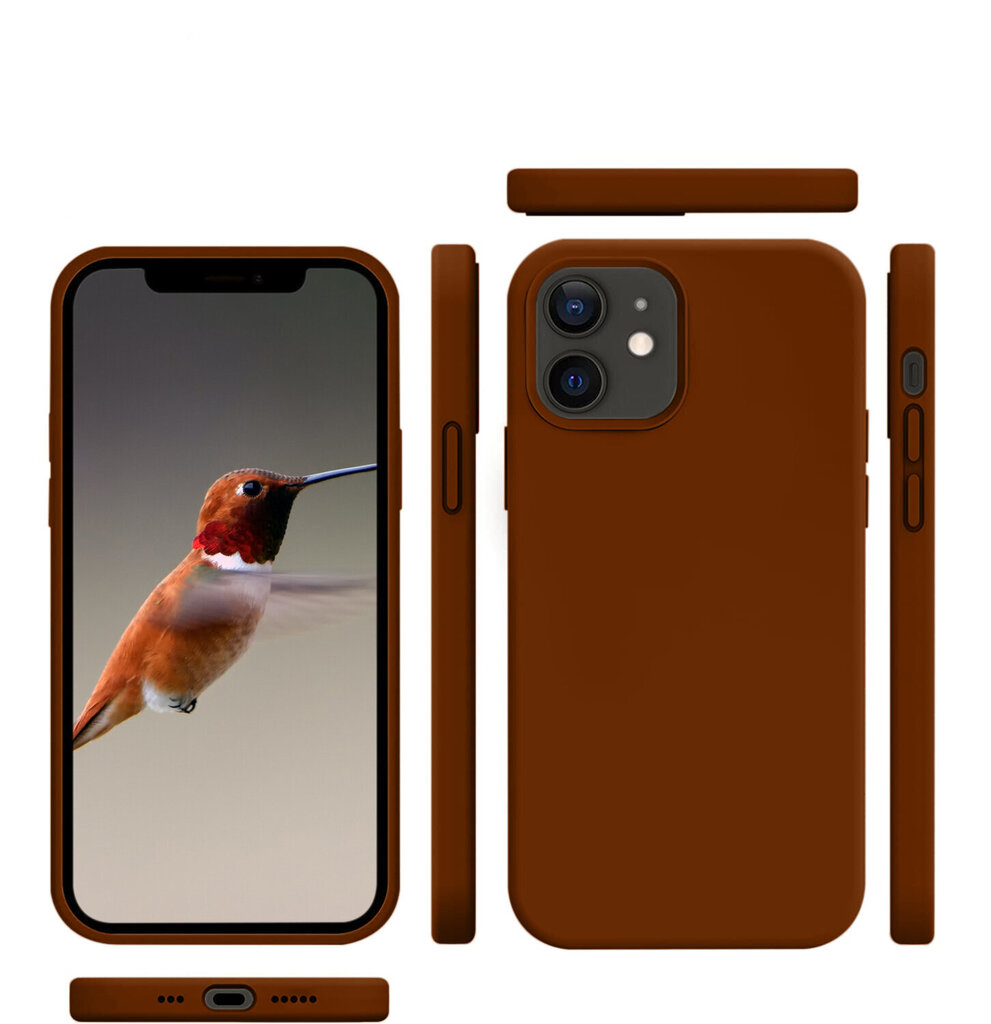 Protection set -silikoonist ümbris Apple iPhone 12 (real liquide Easy clean) pruun - Rockwood Brown + ekraani kaitseklaas Privacy цена и информация | Telefoni kaaned, ümbrised | kaup24.ee