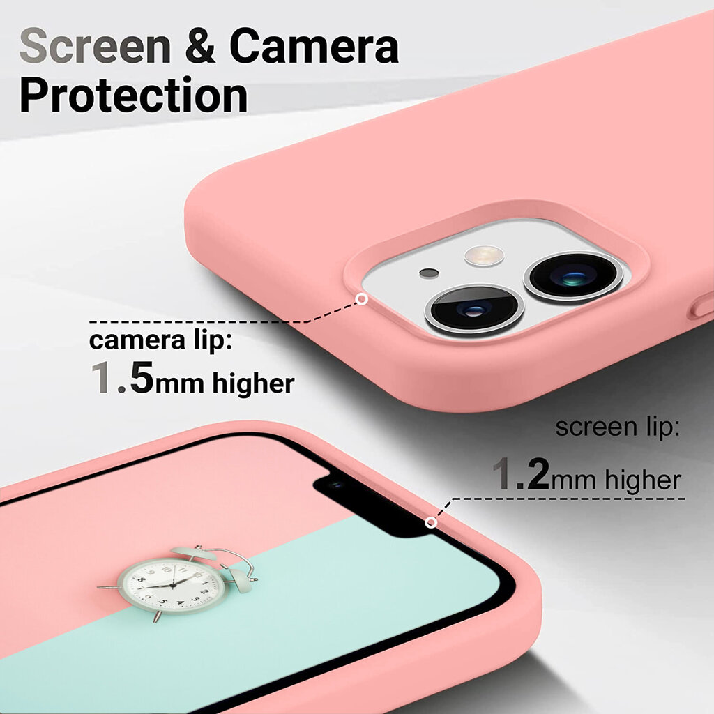 Protection set -silikoonist ümbris Apple iPhone 12 Pro (real liquide Easy clean) roosa Candy Floss + ekraani kaitseklaas Privacy hind ja info | Telefoni kaaned, ümbrised | kaup24.ee