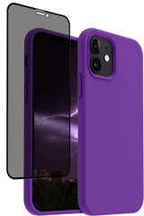 Protection set -silikoonist ümbris Apple iPhone 12 Pro (real liquide Easy clean) lilla - Imperial Purple + ekraani kaitseklaas Privacy hind ja info | Telefoni kaaned, ümbrised | kaup24.ee