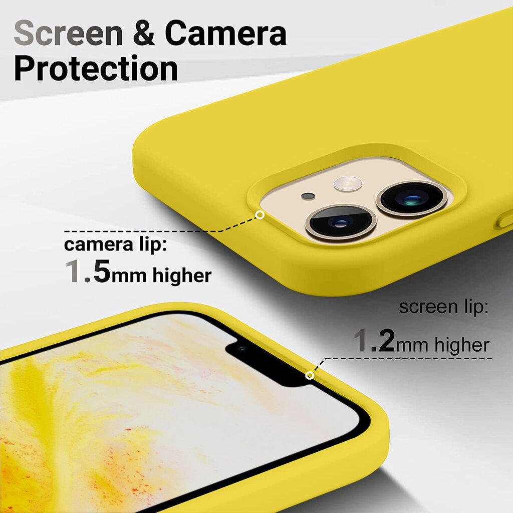 Protection set -silikoonist ümbris Apple iPhone 12 Pro (real liquide Easy clean) kollane - Blazing Yellow + ekraani kaitseklaas Privacy hind ja info | Telefoni kaaned, ümbrised | kaup24.ee