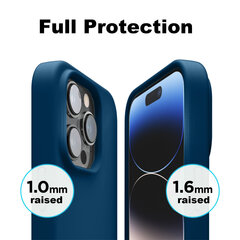 Protection set -silikoonist ümbris Apple iPhone 14 Pro (real liquide Easy clean) sinine - Navy + ekraani kaitseklaas Privacy hind ja info | Telefoni kaaned, ümbrised | kaup24.ee