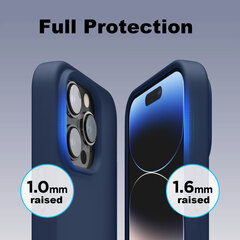 Protection set -silikoonist ümbris Apple iPhone 14 Pro (real liquide Easy clean) sinine - Blueberry + ekraani kaitseklaas Privacy hind ja info | Telefoni kaaned, ümbrised | kaup24.ee