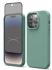 Protection set -silikoonist ümbris Apple iPhone 14 Pro (real liquide Easy clean) roheline - Ocean Green + ekraani kaitseklaas Privacy hind ja info | Telefoni kaaned, ümbrised | kaup24.ee