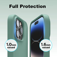 Protection set -silikoonist ümbris Apple iPhone 14 Pro (real liquide Easy clean) roheline - Ocean Green + ekraani kaitseklaas Privacy hind ja info | Telefoni kaaned, ümbrised | kaup24.ee