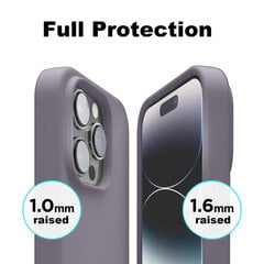 Protection set -silikoonist ümbris Apple iPhone 14 Pro (real liquide Easy clean) lilla - Mauve + ekraani kaitseklaas Privacy hind ja info | Telefoni kaaned, ümbrised | kaup24.ee