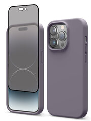 Protection set -silikoonist ümbris Apple iPhone 14 Pro (real liquide Easy clean) lilla - Mauve + ekraani kaitseklaas Privacy hind ja info | Telefoni kaaned, ümbrised | kaup24.ee