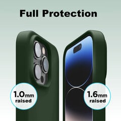 Protection set -silikoonist ümbris Apple iPhone 14 Pro (real liquide Easy clean) roheline - Green Forest + ekraani kaitseklaas Privacy hind ja info | Telefoni kaaned, ümbrised | kaup24.ee