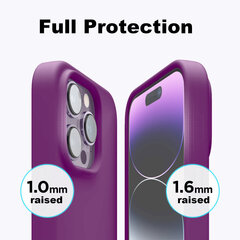 Protection set -silikoonist ümbris Apple iPhone 14 Pro (real liquide Easy clean) lilla - Maroon + ekraani kaitseklaas Privacy hind ja info | Telefoni kaaned, ümbrised | kaup24.ee