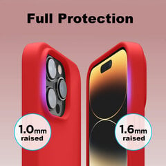 Protection set -silikoonist ümbris Apple iPhone 14 Pro (real liquide Easy clean) punane - Candy Red + ekraani kaitseklaas Privacy hind ja info | Telefoni kaaned, ümbrised | kaup24.ee