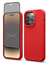 Protection set -silikoonist ümbris Apple iPhone 14 Pro (real liquide Easy clean) punane - Candy Red + ekraani kaitseklaas Privacy hind ja info | Telefoni kaaned, ümbrised | kaup24.ee