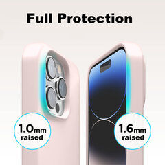 Protection set -silikoonist ümbris Apple iPhone 14 Pro (real liquide Easy clean) roosa - Mistyrose + ekraani kaitseklaas Privacy hind ja info | Telefoni kaaned, ümbrised | kaup24.ee