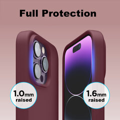 Protection set -silikoonist ümbris Apple iPhone 14 Pro (real liquide Easy clean) lilla - Eggplant + ekraani kaitseklaas Privacy hind ja info | Telefoni kaaned, ümbrised | kaup24.ee