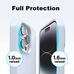 Protection set -silikoonist ümbris Apple iPhone 14 Pro (real liquide Easy clean) hall - Grey Ice + ekraani kaitseklaas Privacy hind ja info | Telefoni kaaned, ümbrised | kaup24.ee