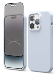 Protection set -silikoonist ümbris Apple iPhone 14 Pro (real liquide Easy clean) hall - Grey Ice + ekraani kaitseklaas Privacy hind ja info | Telefoni kaaned, ümbrised | kaup24.ee