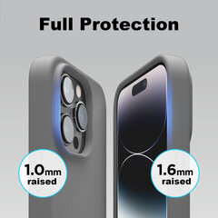 Protection set -silikoonist ümbris Apple iPhone 14 Pro (real liquide Easy clean) beež - Fossil + ekraani kaitseklaas Privacy hind ja info | Telefoni kaaned, ümbrised | kaup24.ee