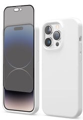 Protection set -silikoonist ümbris Apple iPhone 14 Pro (real liquide Easy clean) valge - Snow White + ekraani kaitseklaas Privacy hind ja info | Telefoni kaaned, ümbrised | kaup24.ee