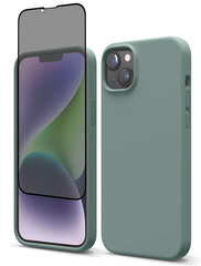 Protection set -silikoonist ümbris Apple iPhone 14 (real liquide Easy clean) roheline - Ocean Green + ekraani kaitseklaas Privacy hind ja info | Telefoni kaaned, ümbrised | kaup24.ee
