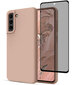Protection set - Silikoonist ümbris Samsung Galaxy S21 FE SoundBerry roosa - Mistyrose + ekraani kaitseklaas Privacy цена и информация | Telefoni kaaned, ümbrised | kaup24.ee