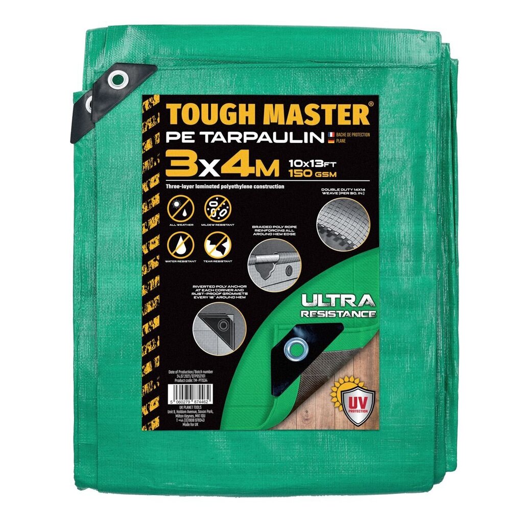 Varikatus, Koormakate 3 x 4 m UK BRAND TOUGH MASTER® TM-PT1534 цена и информация | Aiatööriistad | kaup24.ee