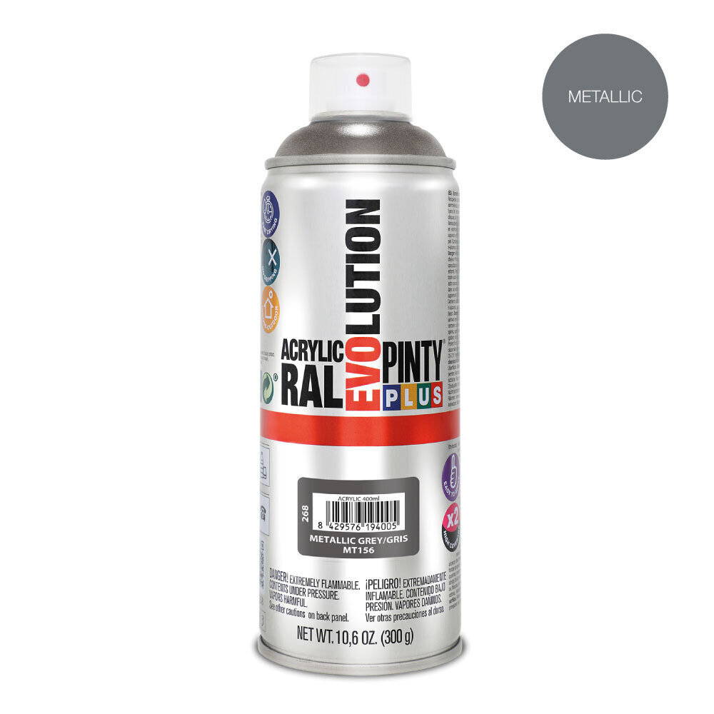 Akriliniai värv metallefektiga hall PintyPlus Evolution 400ml hind ja info | Värvid | kaup24.ee