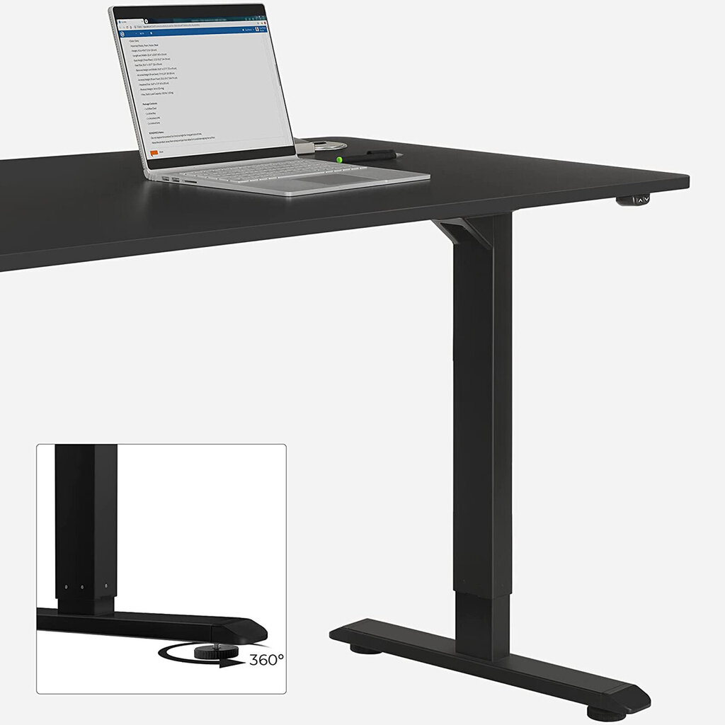 Elektriline, reguleeritava kõrgusega kirjutuslaud, must hind ja info | Arvutilauad, kirjutuslauad | kaup24.ee